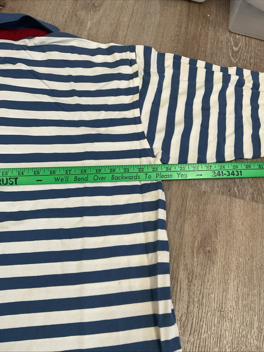 Tommy Hilfiger - Blue and White Striped Long-Sleeve Polo with Red Placket - XL - Picture 9 of 13